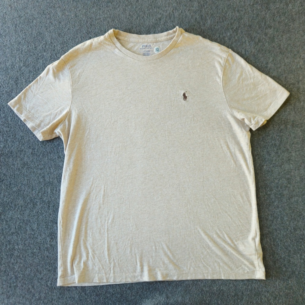 Polo Ralph Lauren T-Shirt Mens L Oatmeal Heather Short Sleeve Pony Logo EUC